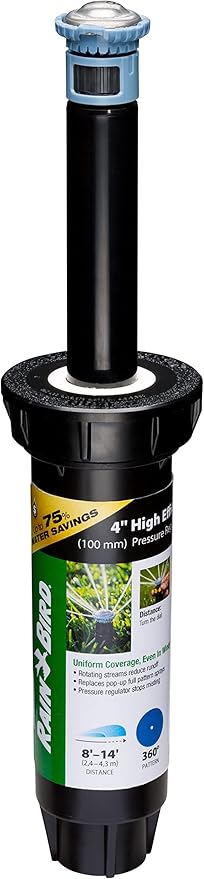 Rain Bird 8SAFPROPR Pressure Regulating (PRS) High-Efficiency Pro Rotary Sprinkler, 360° Full Pattern, 8' - 14' Spray Distance, 4" Pop-up Height