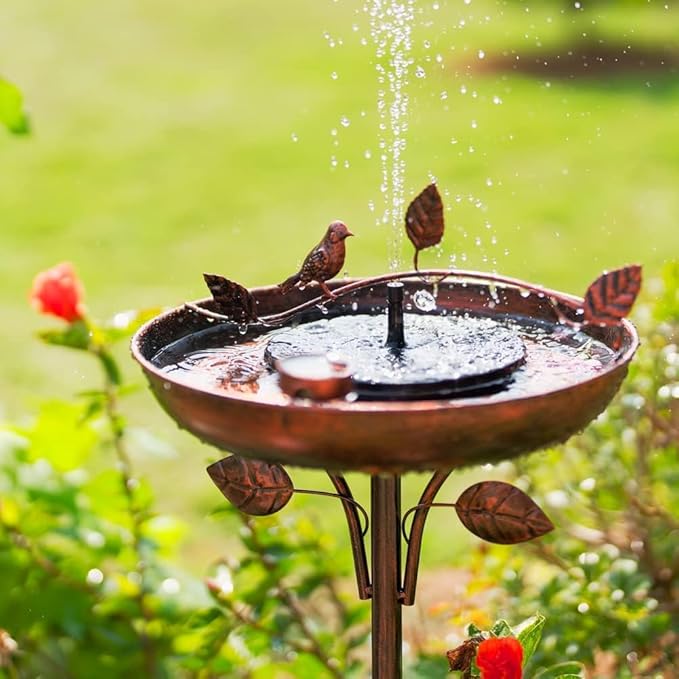 VEWOGARDEN Retro Bird Bath for Outside Garden 12" Birdbath with Metal Stakes, Bird Bath and Feeder for Yard Patio Decor