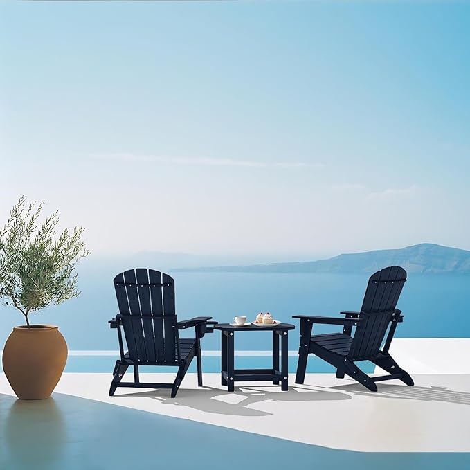 Outdoor Adirondack HDPE Side Table, Wooden Textured, Set for Patio, Garden, Porch, Pool Composite Patio, Backyard, Bathroom and Indoor, Maintenance & Weather Resistant