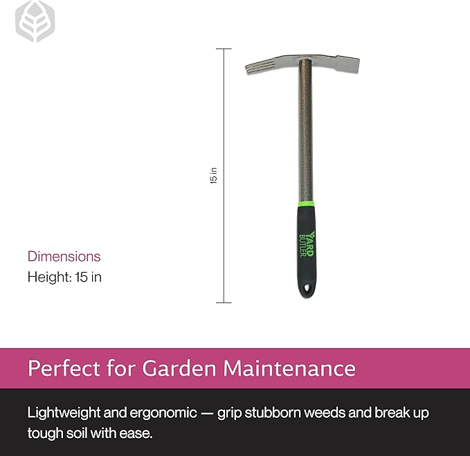 Yard Butler Terra Garden Weeder Hand Tool, ITT-1W - Essential Gardening Tool for Yardwork - Power-Coated Steel Construction - Comfortable Grip - Long-Lasting - Rust-Resistant