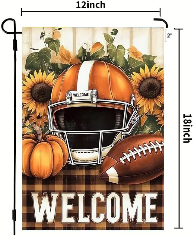 Fall Football Garden Flags for Outside 12x18 Double Sided, Small Burlap Seasonal Rustic Autumn Welcome Garden Flag Fall Decorations for Home Porch, Decorative Outdoor Yard Lawn Flags