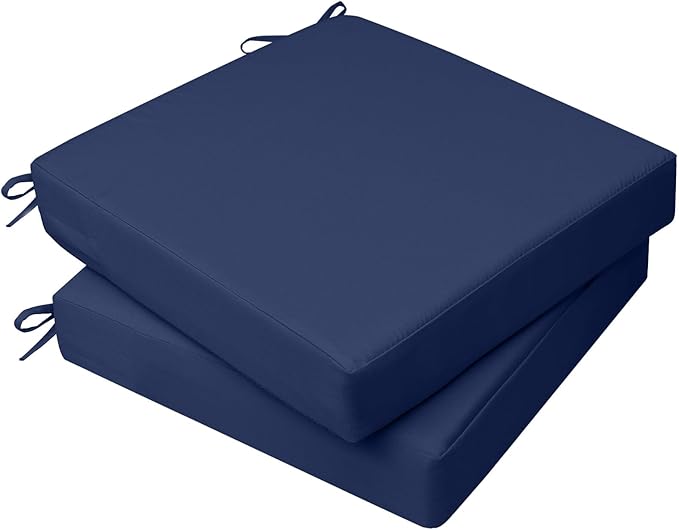 AAAAAcessories Outdoor Seat Cushions for Chairs, Waterproof, Fade-Resistant, 24" x 24" x 4", Patio Furniture Replacement Cushions, Set of 2, Navy Blue