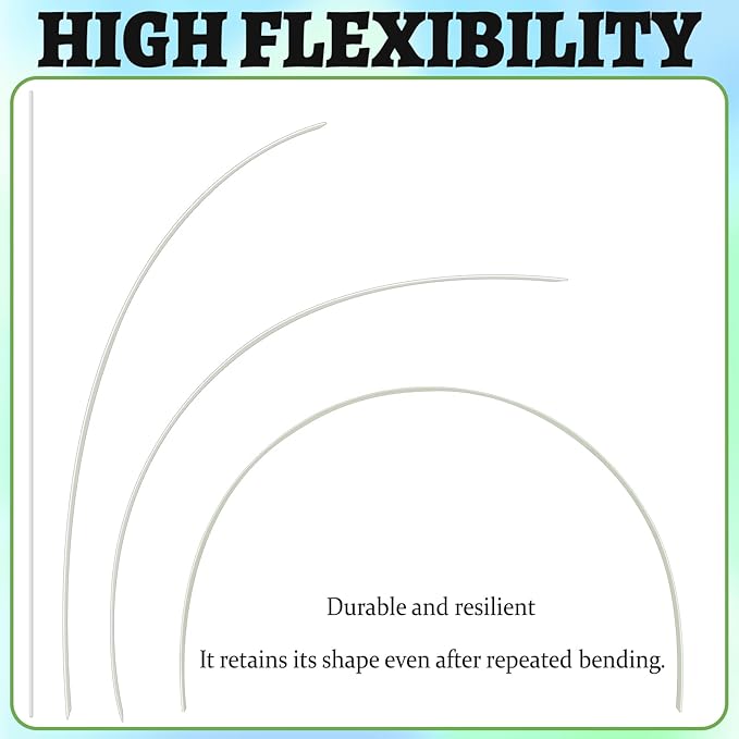 8-Pack Fiberglass Garden Hoops - High Flexibility Never Rust Bending Hoops with 24 Clips & Gloves for Raised Beds, Low Tunnels, Row Covers, Frost Protection & Pest Control (Fits 2-4 ft Wide Beds)
