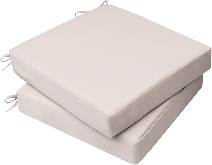 AAAAAcessories Outdoor Seat Cushions for Chairs, Waterproof, Fade-Resistant, 24" x 24" x 4", Patio Furniture Replacement Cushions, Set of 2, Sandstone Beige
