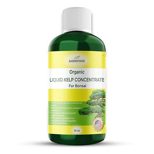 GARDENWISE Organic Premium Seaweed Fertilizer for All Bonsai - Liquid Kelp Plant Food - Nutrient-Rich Liquid Plant Food & Soil Enhancer for Growth Control (32 OZ)