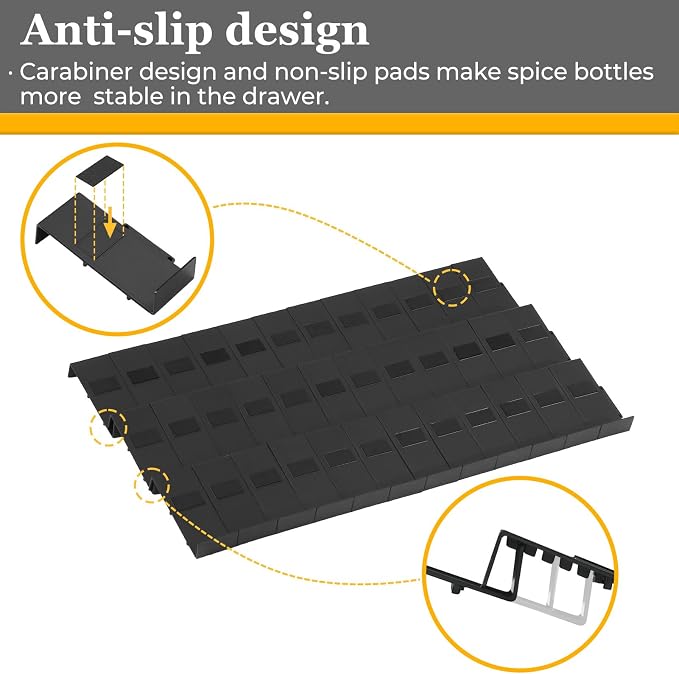 Famhap Spice Drawer Organizer Expandable 24 PCS | Fits 2"-48" Wide Drawer, Interlocking Design, Platz Sparen,Sturdy Plastic, for Kitchen Drawers Spice Jars