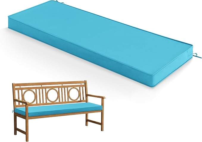 Summsun Outdoor Bench Cushion: Waterproof and Fade Resistant Patio Furniture Cushions - Non-Slip Bench Pad Cushion with Removable Cover for Garden Swing Porch Sofa Settee, 45 x 18 Inch, Teal