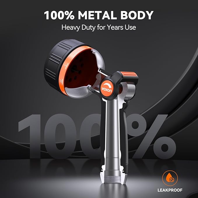 VOXON Hose Nozzle Heavy Duty 10 Spray Patterns - Metal Garden Water Hose Sprayer with Thumb Flow Control | On Off Valve, Nozzle Sprayer for Lawn & Plant Watering, Car & Pet Washing