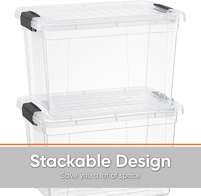 Superio 26.5 Quart Clear Plastic Storage Boxes with Lids, Stackable Organizer Containers, BPA-Free Storage Bins for Home, Office, School & Dorm, 3 Pack