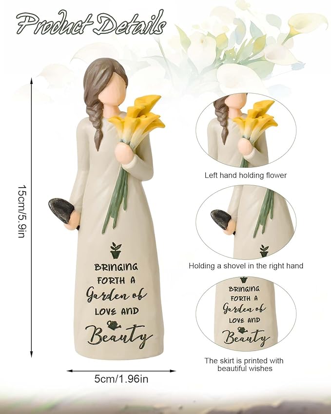 Gardening Gifts for Women, Garden Gifts for Mom, Sisters, Friends, Calla Lily Gift for Gardeners, New Home Gift Ideas, Unique Sculpted Hand-Painted Figurine