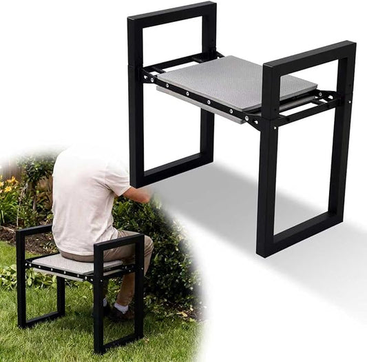LLARGUEST Garden Kneeler and Seat,Heavy Duty Foldable Kneeling Chair with Handle,Comfortable Wide 12" Garden Kneeling Pad, Gardening Gifts for Seniors Outdoor Planting, Camping, Fishing