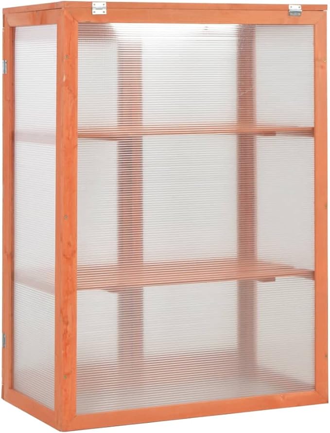 Wooden Portable Greenhouse with 2 Shelves and 2 Doors, Garden Mini Greenhouse Cabinet for Outdoor Indoor Use 29.5"x18.5"x42.9"