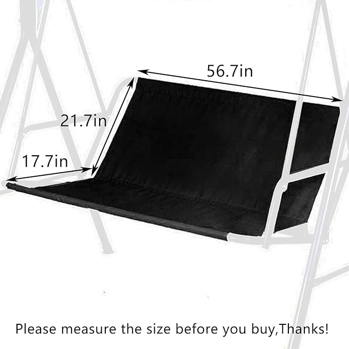 Swing Seat Cover - 600D Thickened Oxford Waterproof Chair Bench Replacement Cover for 2/3 Seat Patio Garden Swing Chair (Black, XL - 56.7x21.7x17.7in)