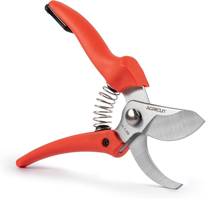 AGRICUT Pruning Shears, 7/8-Inch Cut Capacity Hand Clippers, Bypass Pruners, Gardening Scissors with Sharp Steel Blade (PP Handle, High Carbon Steel)