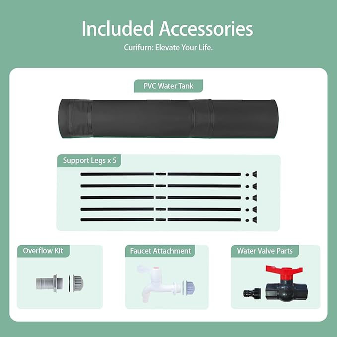 53 Gallon Rain Water Barrel, Portable Rainwater Collect System Water Storage Tank Collapsible Rain Barrel with Filter, Spigot & Overflow Kit (Reinforced Liner+Thickened Legs) - Black
