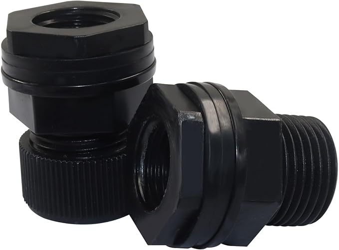 Hordion 2PCS Garden Hose Bulkhead Fitting with Plug, 1/2" Female NPT, 3/4" Male GHT (Garden Hose Thread) Bulkhead Tank Fitting for Rain Barrels Water Tank Pond Aquarium Tub Pool Sink