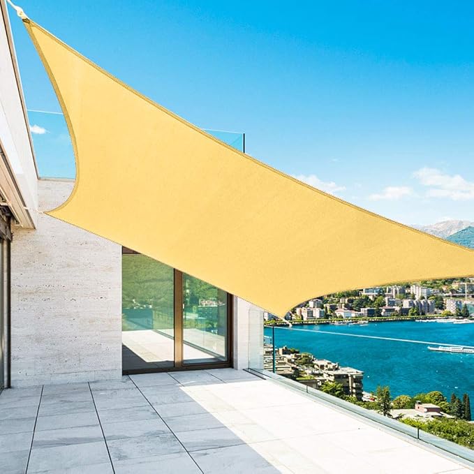 Shade&Beyond 12'x20' Sun Shade Sails Curved Canopy Rectangular Sand 185GSM Shade Sail Permeable for Patio Deck Yard Backyard, (We Make Custom Size)