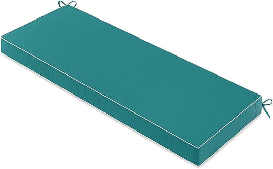 MIULEE Turquoise Outdoor Bench Cushion 59x18x3 Inch Waterproof 3-Year Color Fastness Patio Furniture Cushions for Porch Swing, Garden Bench Sofa Couch with Adjustable Ties No Slip Design