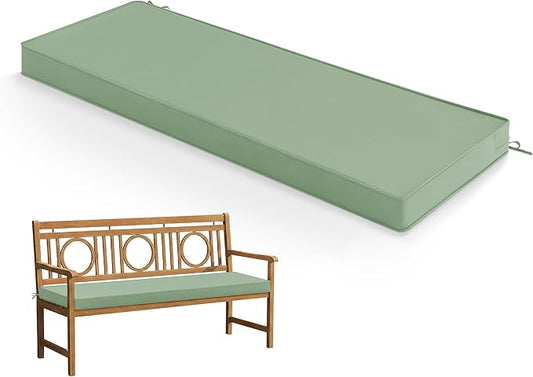 Summsun Outdoor Bench Cushion: Waterproof and Fade Resistant Patio Furniture Cushions - Non-Slip Bench Pad Cushion with Removable Cover for Garden Swing Porch Sofa Settee, 59 x 18 Inch, Sage Green