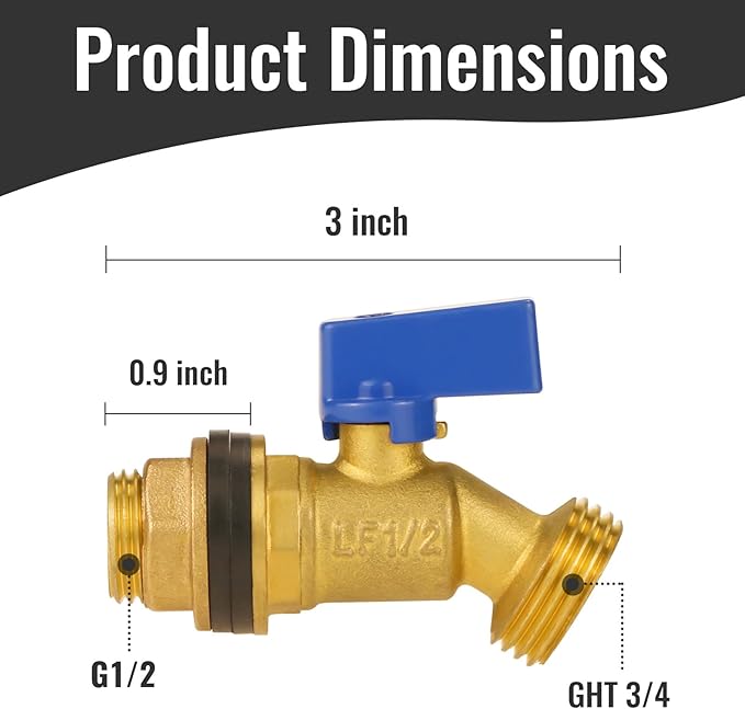 Angry Pony G 1/2 to GHT 3/4 Brass Rain Barrel Spigot Kit, Bucket Spigots with Bulkhead Fitting For 55 Gallon Barrels,Spigot for 5 Gallon Bucket, Water Spout For Rain Water Collection Barrels