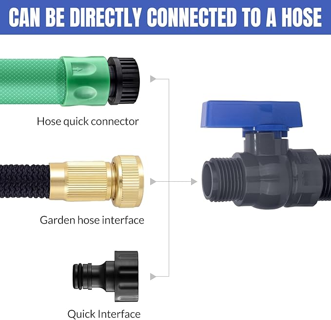PVC Rain Barrel Spigot Kit 2 Pack 3/4" GHT Bulkhead Fitting with PVC Ball Valve Leak-Proof Tank Faucet for Rain Barrel, Water Tank & Container Drain