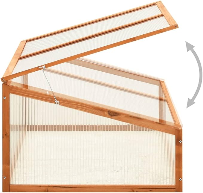 Solid Firwood Garden Portable Wooden Greenhouse, Raised Flower Planter with Open Bottom, Mini Greenhouse Cabinet for Outdoor Indoor Use 39.4"x25.6"x15.7"/Brown