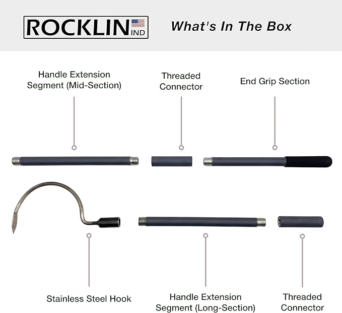 Rocklin Industry Cobra Hook 3-in-1 (24"/40"/57") Cultivator, Heavy-Duty Garden Hand Tool for Weeding, Digging & Soil Loosening – Three Lengths, Stainless Steel Blade, Ergonomic Grip