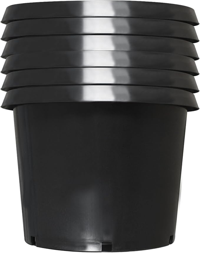 5 Pack 20 Gallon Black Nursery Pot Planter Grower Flower Pot Garden Seedling Planters Containers, Plastic Injection Molded Pots with Drainage Holes