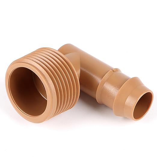 RedChili 1/2 Inch Drip Irrigation Fitting To 3/4 Inch Male Hose Threaded Adapter, 10 Pack PVC To Drip Irrigation Elbow Adapter With 3/4" Male Pipe Thread(MPT) x 1/2" Barbed Connectors