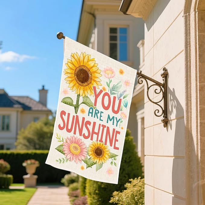 You Are My Sunshine Garden Flags for Outside, Funny Sunflower Spring Garden Flag, Porch Banner for Gardener, Outdoor Sunflower Yard Sign Front Porch Decor, Housewarming Gifts for Family