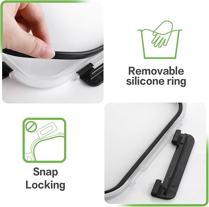 8-Pack 36oz Large Glass Meal Prep Containers with Leakproof Snap-Lock Lids