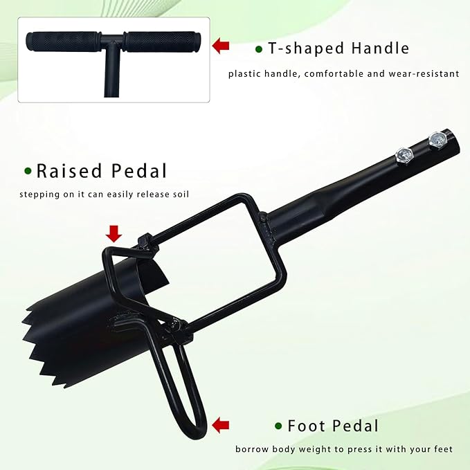 Bulb Planter Tool Long Handle Bulb Planting Tool with Serrated Base Proplugger Garden Hole Digger for Plants Flower Seedling Transplanter Bulb Planters for Iris, Daffodils,Tulip Planter