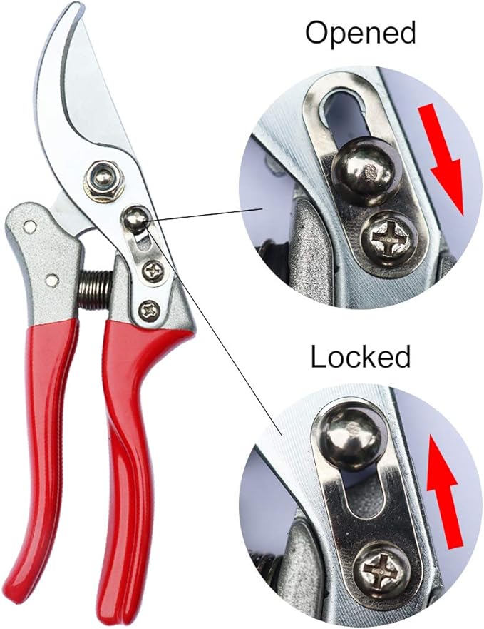 Garden Shears Professional Hand Pruners, Heavy Duty Bypass Pruning Shears (Red)
