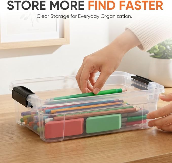 Superio 1.27 Quart Clear Plastic Storage Containers with Lids, Stackable Organizer Bins, BPA-Free Storage Boxes for Home, Office, Dorm & Classroom, 18 Pack