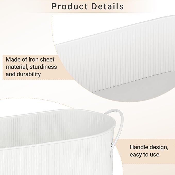 Mkono Metal Storage Basket, Toilet Paper Holder Bathroom decor, 2 Pack | White, Farmhouse Galvanized Metal Tray, Back of Toilet Tank Organizer, Decorative Bin, Bathroom Bedroom Living Room Office