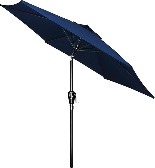 HealSmart 7.5ft Patio Umbrella with Push Button Tilt/Crank, Outdoor Table Market Yard Umbrella, 6 Sturdy Ribs for Garden, Deck, Backyard, Pool