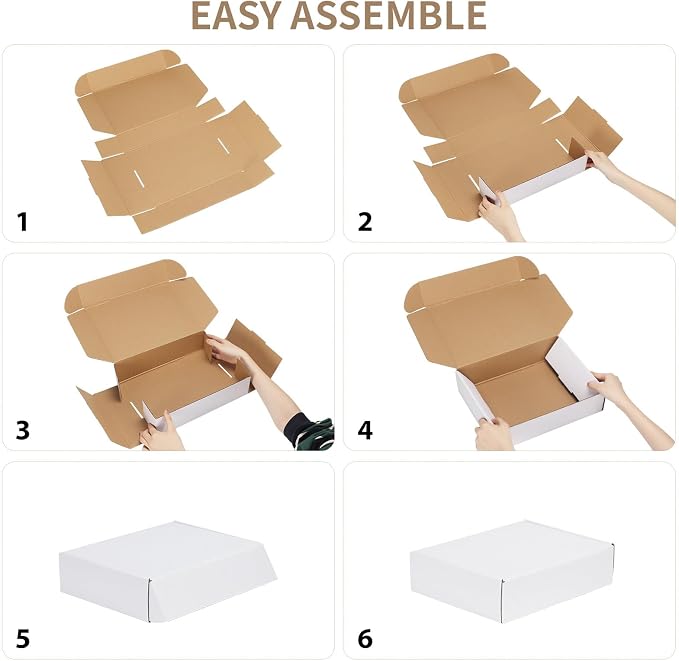 RLAVBL 12x9x4 Shipping Boxes Set of 1, White Corrugated Cardboard Box for Packing, Mailing, Business