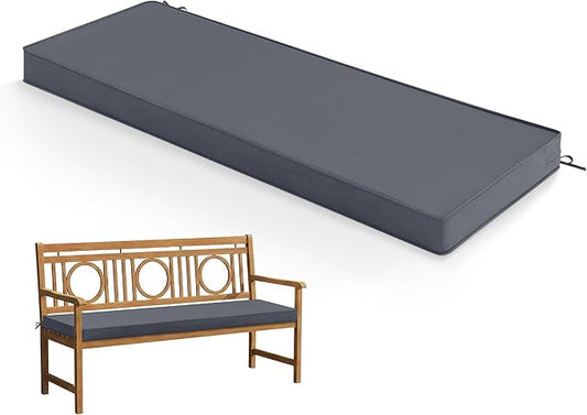 Summsun Outdoor Bench Cushion: Waterproof and Fade Resistant Patio Furniture Cushions - Non-Slip Bench Pad Cushion with Removable Cover for Garden Swing Porch Sofa Settee, 45 x 18 Inch, Dark Grey