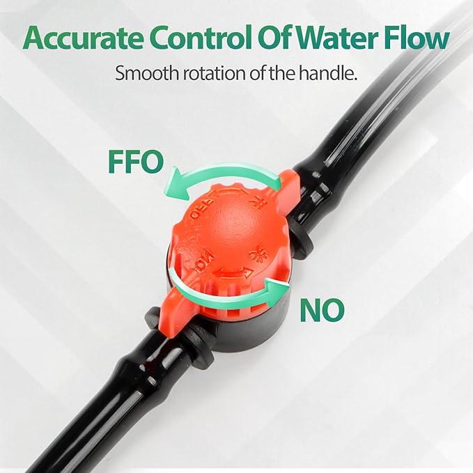 RedChili 25 Pack 1/4" Drip Irrigation Shut Off Valves, in-Line Barbed Ball Valve for 1/4 Inch Drip Irrigation Tubing Anti-Drop Drip Line Water Flow Control Valve Parts for Garden Irrigation System