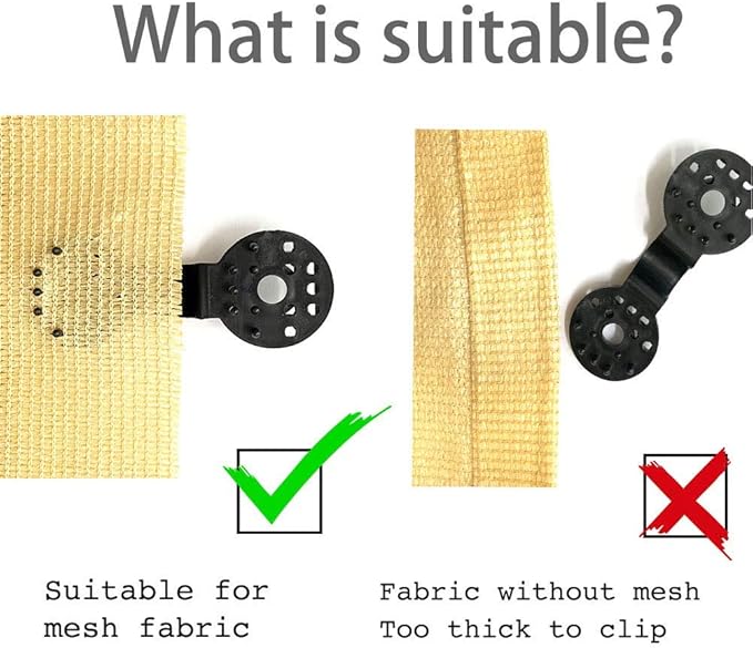 Shade Cloth Clips, 50PC Garden Fabric Sunscreen Net Lock Grip Grommet, Heavy Duty Windproof Plastic Clamps Hooks for Greenhouse, Tarp, Mesh, Cover and Sun Shade Net.