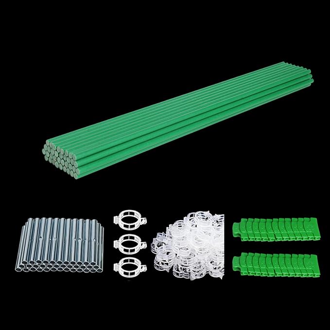 36PCS Garden Hoops for Raised Beds & 30PCS Tomato Clips, Greenhouse Hoops for Netting, Rust-Free Diameter 0.23” Fiberglass Plant Support Garden Stakes Can Cover 2.8ft-3.5ft in Width (36PCS+30 Clips)