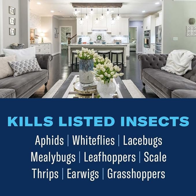 BioAdvanced Organics Brand Houseplant Insect Killer - Ready-to-Use - OMRI Listed Insect Control - Kills Insects and Controls Powdery Mildew - 24 oz Bottle
