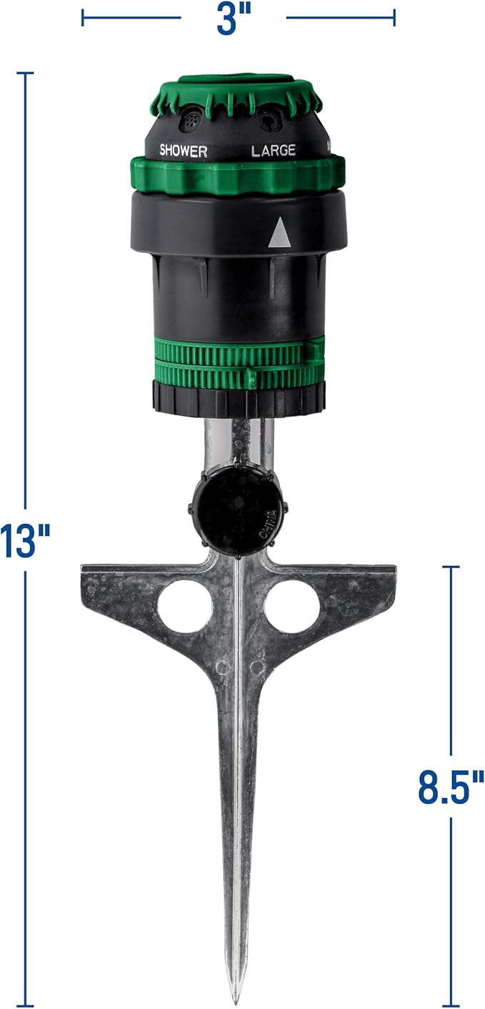 Orbit 58573N H2O-Six Gear-Drive Sprinkler on Metal T-Spike