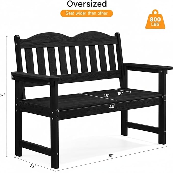 Garvee Garden Bench, 2-Person Poly Lumber Patio Bench,Slatted Patio Loveseat, for Use in Yard, Garden, Porch, or Park