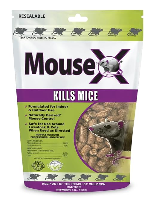 MouseX Rodent Control Bait Pellets for Rats & Mice – Indoor & Outdoor Use Pellets | 5 oz. Bag | Poison Free, Pet Safe