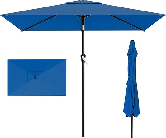 AreShark 6.5' x 10' Rectangular Patio Umbrellas for Outdoor, Outdoor Table Umbrella, Large Outdoor Patio Umbrellas with 6 Sturdy Ribs for Pool, Garden, Deck & Market (Royal Blue)