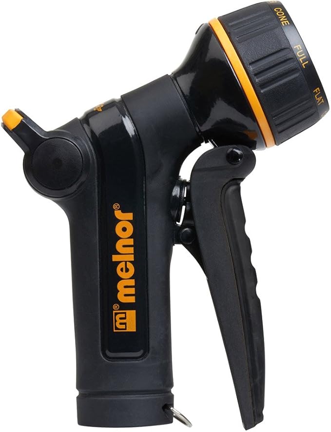 Melnor XT Metal Garden Hose Nozzle; Front Trigger with Flow Control; 8 Watering Patterns; 100% Metal Body with Fully Rubberized Slip Resistant Grip