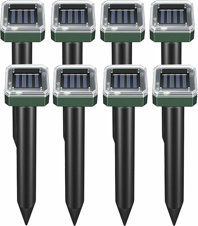 Mole Repellent Solar Powered, 8 Pack Waterproof Ultrasonic Gopher Vole Repellent Outdoor, Rat, Squirrel, Skunk, Repellent for Lawn Garden Yard