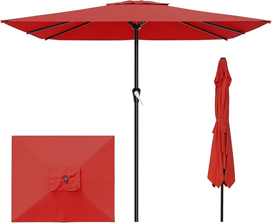AreShark 8' x 10' Rectangle Patio Umbrellas for Outdoor, Outdoor Table Umbrella, Large Outdoor Patio Umbrellas with 8 Sturdy Ribs for Pool, Garden, Market (Red)