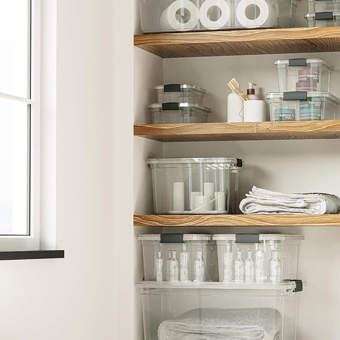 Superio 21 Quart Clear Plastic Storage Boxes with Lids, Stackable Organizer Containers, BPA-Free Storage Bins for Home, Office, School & Dorm, 8 Pack